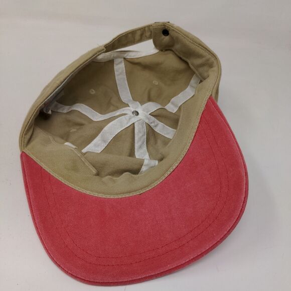 San Son Men's Slideback Hat Tan Red Size OSFA Blank Vent Holes Adjustable - Picture 6 of 7